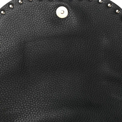 Valentino Garavani Vitello Large Rockstud Halfmoon Saddle Bag Black 8 of 9