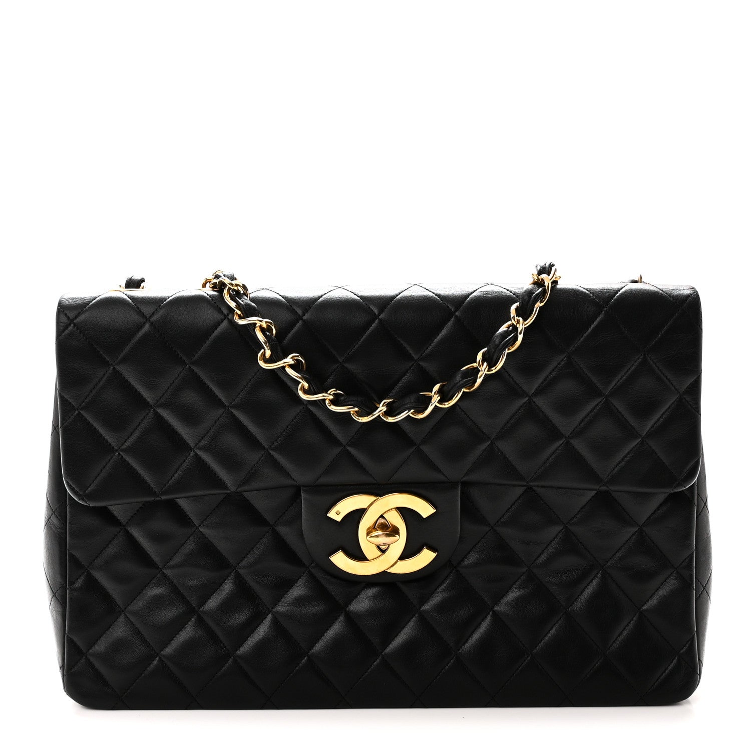 Chanel Lambskin Quilted XL Jumbo Single Flap Black 1 of 10