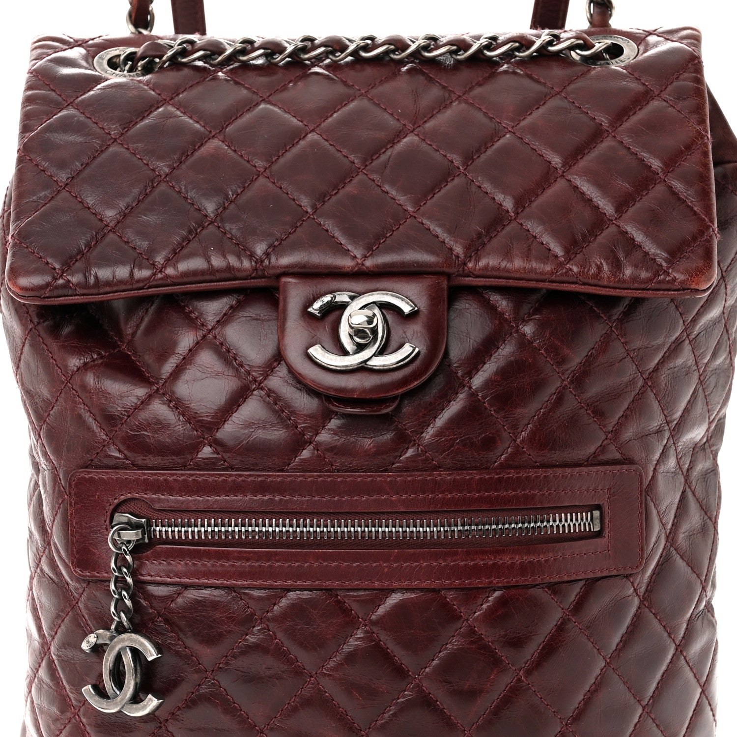 Chanel Glazed Calfskin Quilted Large Salzburg Backpack Burgundy 8 of 14
