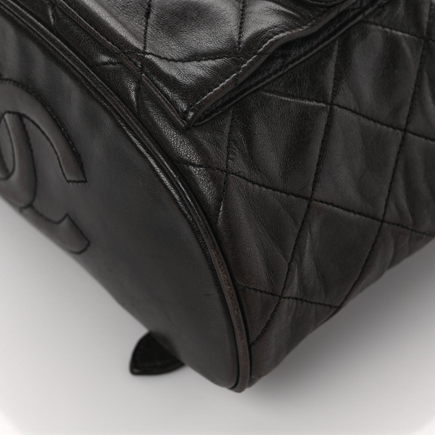 Lambskin Quilted Drawstring Backpack Black