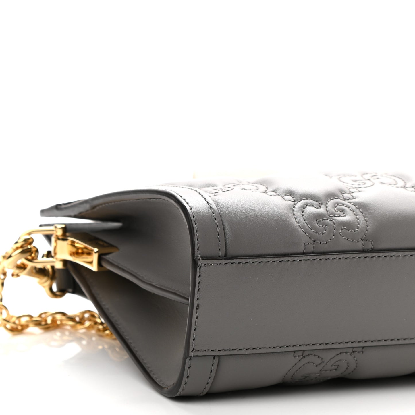 Calfskin GG Matelasse Small Slim Chain Shoulder Bag Dusty Grey Natural