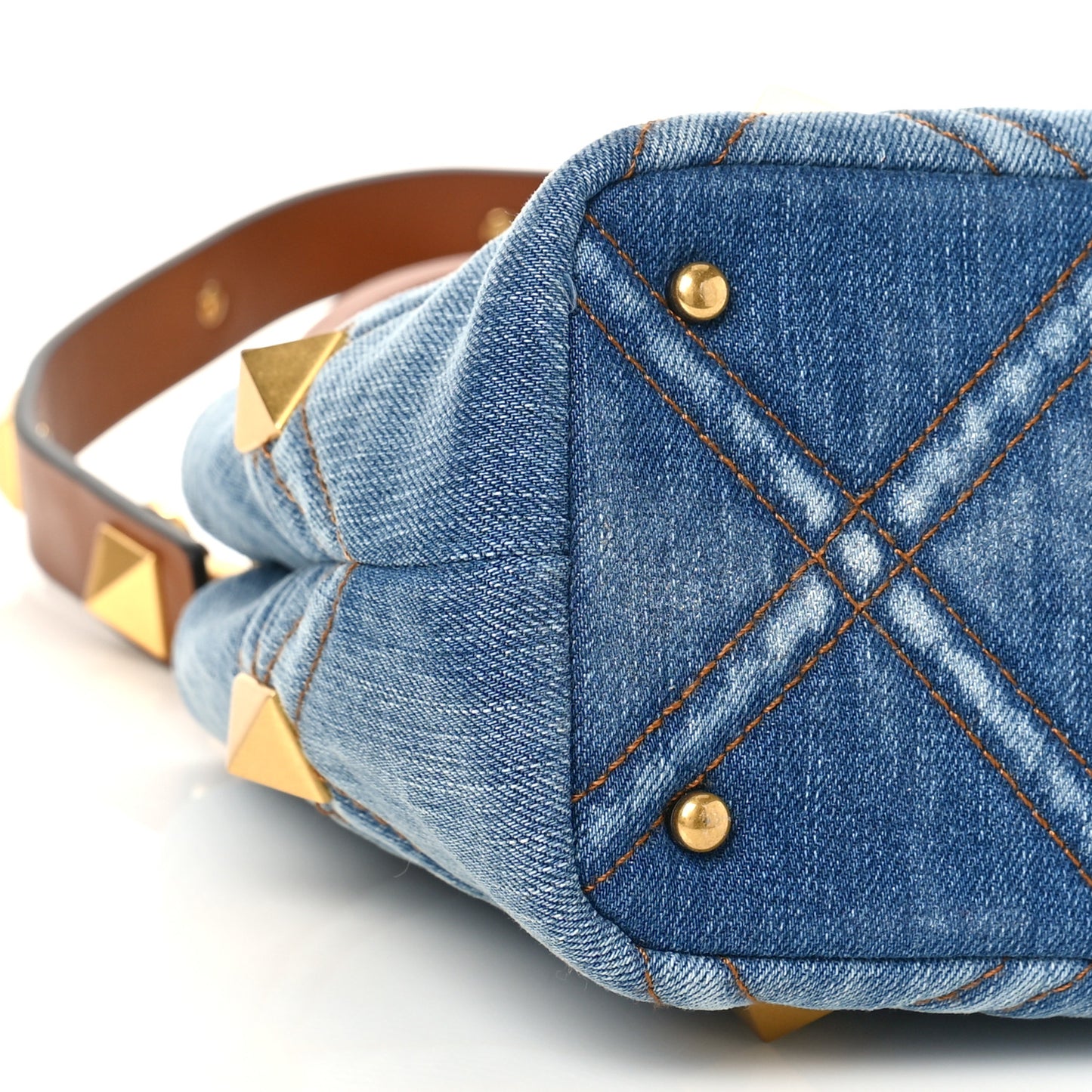 Denim Small Roman Stud The Handle Bag Light Denim Selleria