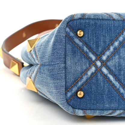 Valentino Garavani Denim Small Roman Stud The Handle Bag Light Denim Selleria 8 of 9