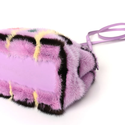 Fendi Mink Fur Shiny Nappa Chess Print Micro Peekaboo Iconic Satchel Lavanda Multicolor 9 of 9