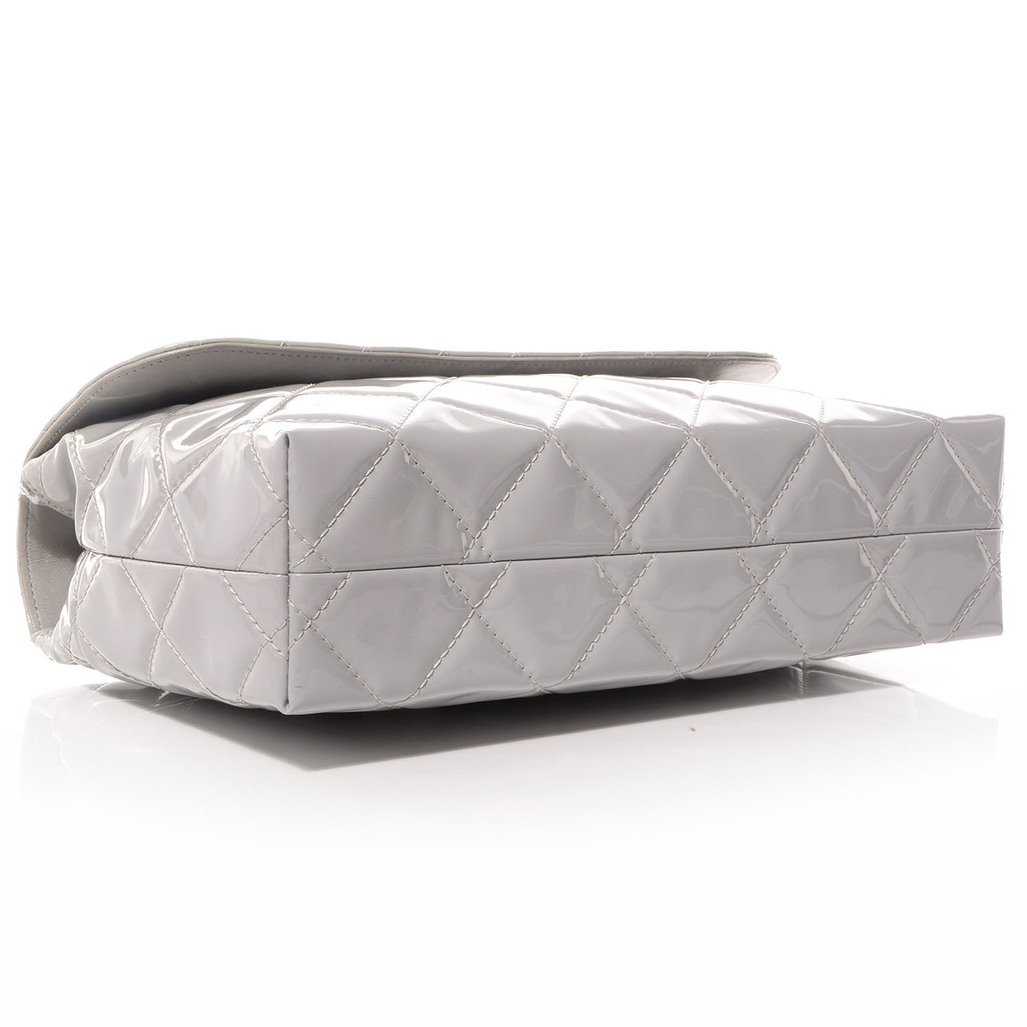 Vinyl Quilted In the Business Flap Bag Light Grey