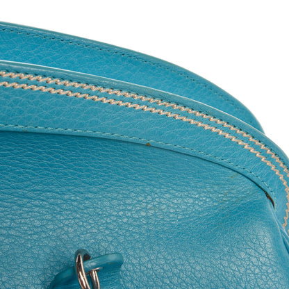 Christian Dior Calfskin Butterfly Pearls Frame Satchel Blue 10 of 11