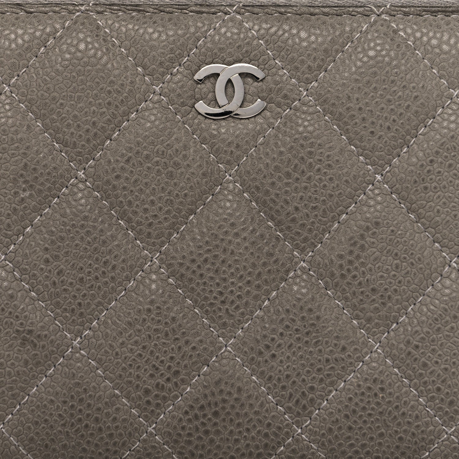 Chanel Caviar Quilted Large Gusset Zip Around Wallet Grey 8 of 15