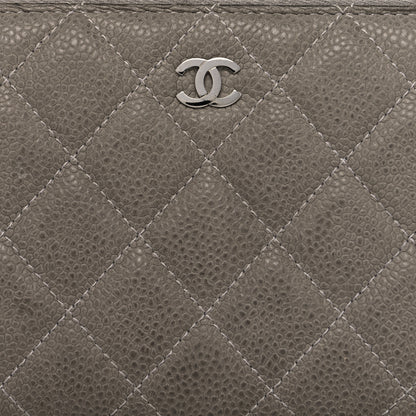 Chanel Caviar Quilted Large Gusset Zip Around Wallet Grey 8 of 15