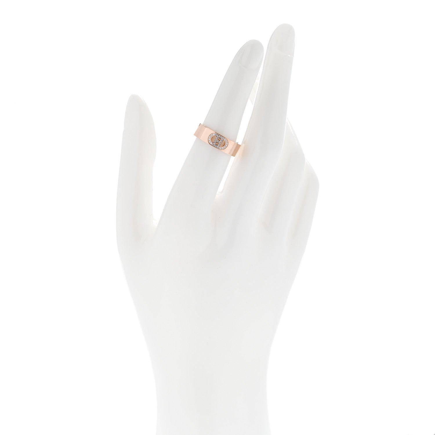 Hermes 18K Rose Gold Diamond PM H D'Ancre Ring 52 6 2 of 5