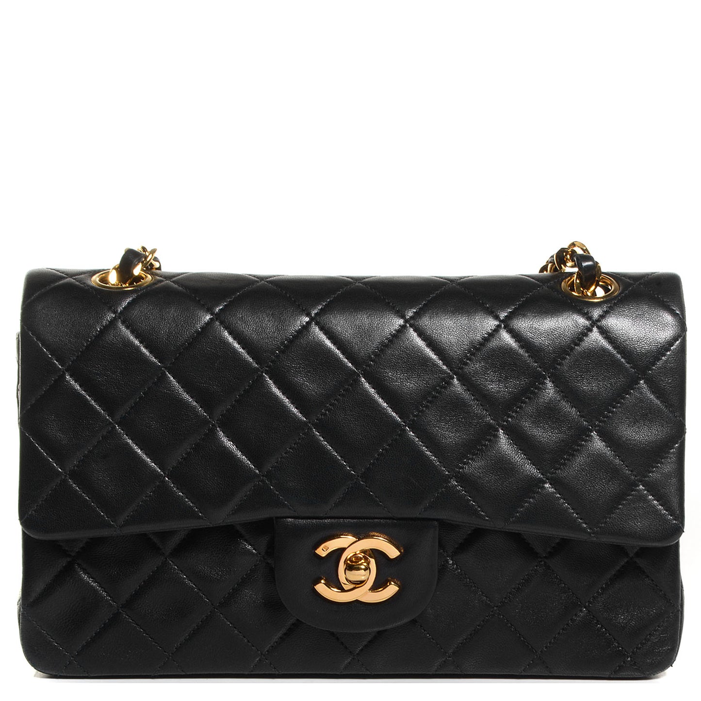 Lambskin Quilted Small Double Flap Black