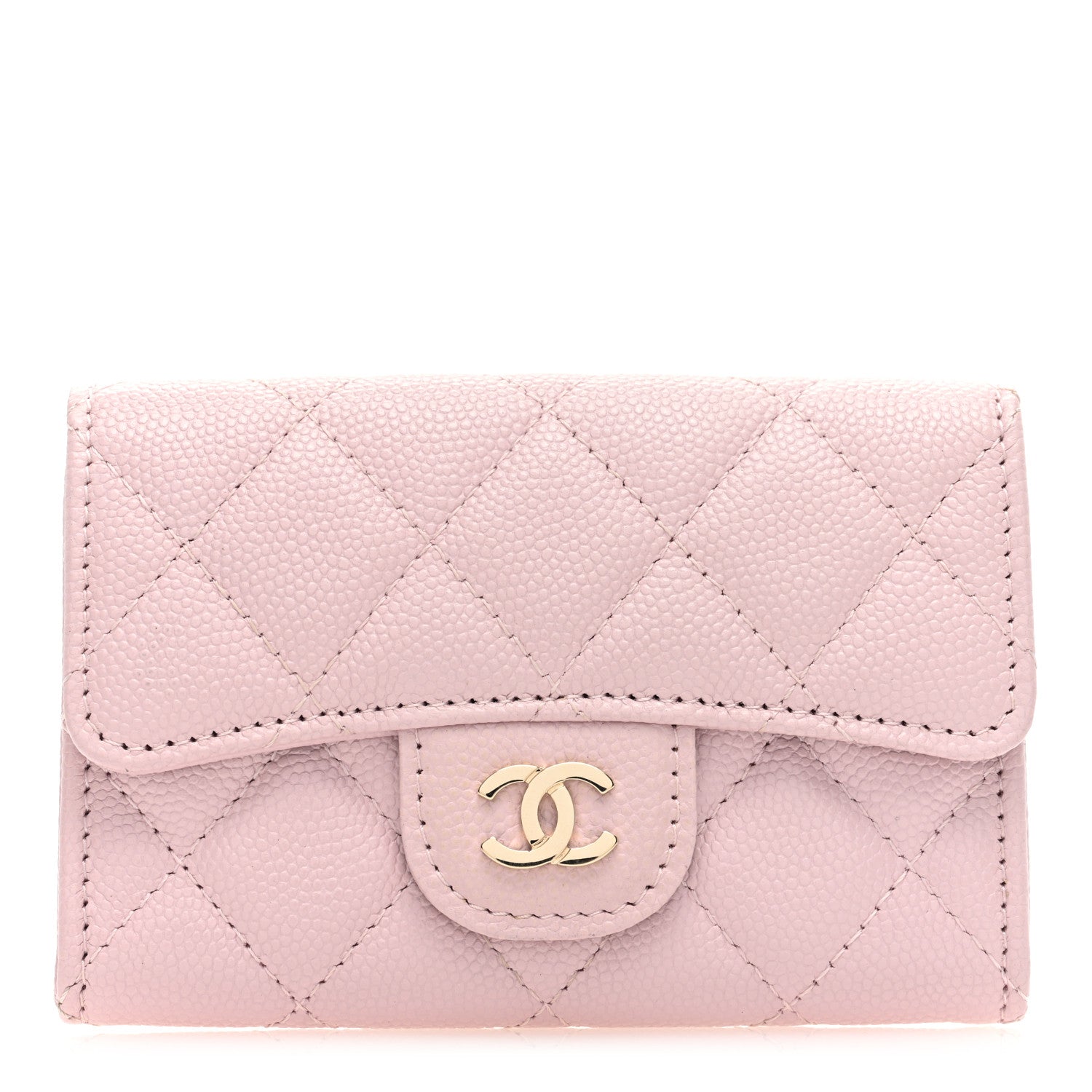 Chanel Caviar Quilted Flap Card Holder Wallet Light Pink 1 of 7
