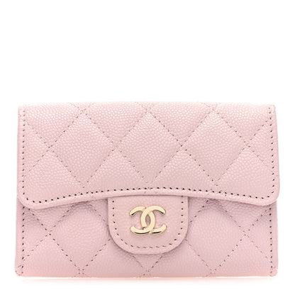 Chanel Caviar Quilted Flap Card Holder Wallet Light Pink 1 of 7