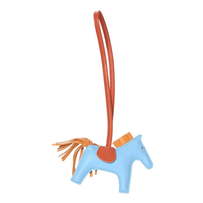 Hermes Milo Lambskin Grigri Rodeo Horse Bag Charm PM Celeste Naturel Bouton D'Or Cornaline 1 of 4