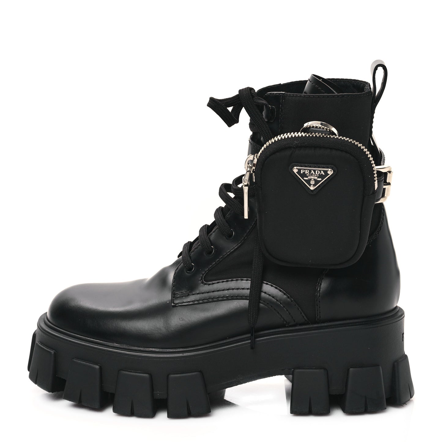 Spazzolato Rois Re-Nylon Metal Triangle Logo Monolith Pouch Pocket 55mm Boots 36.5 Black