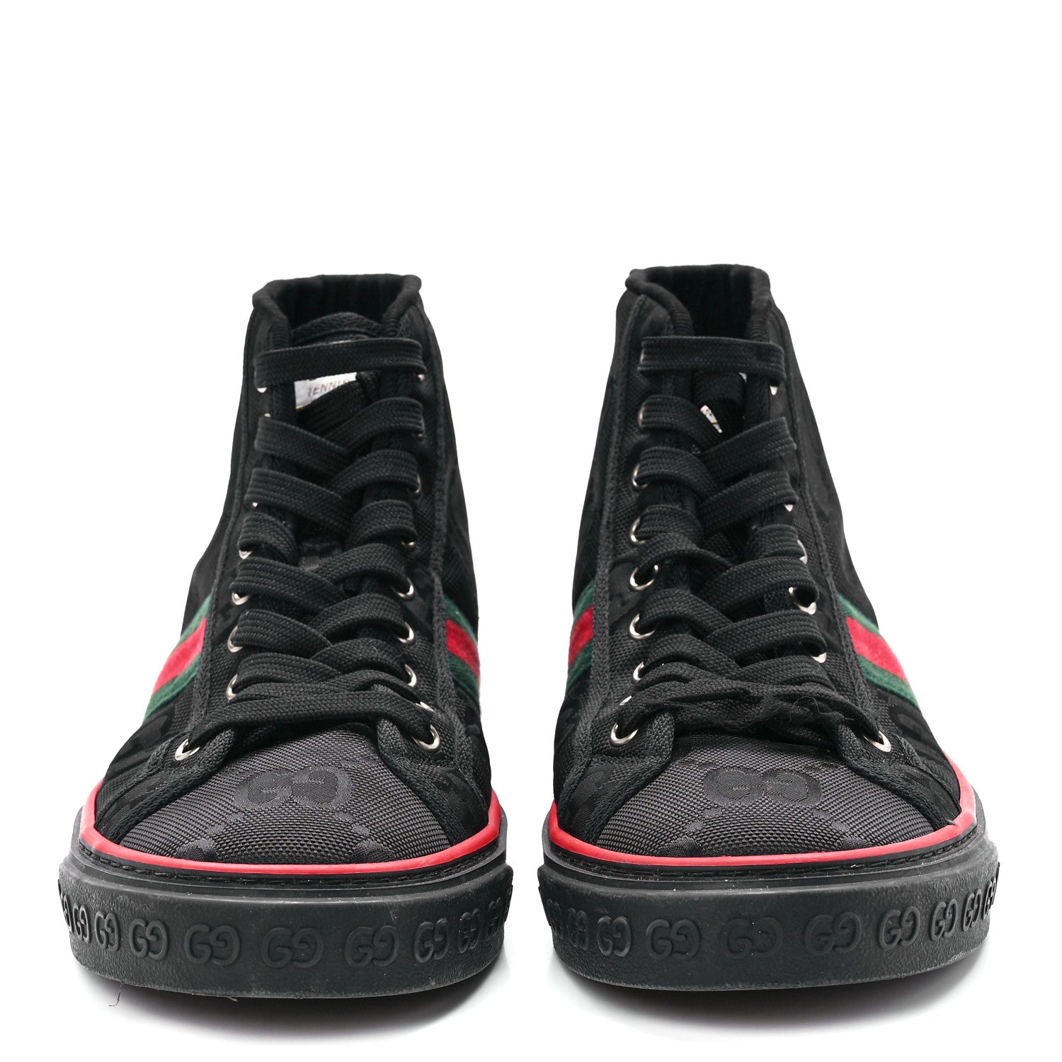 Gucci Econyl Nylon Web Monogram Mens Off The Grid 1977 Tennis High Top Sneakers 8 Black 2 of 7