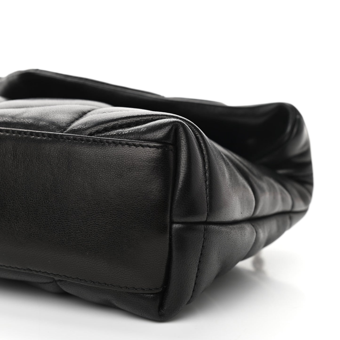 Lambskin Quilted Toy Loulou Puffer Monogram Chain Satchel Black