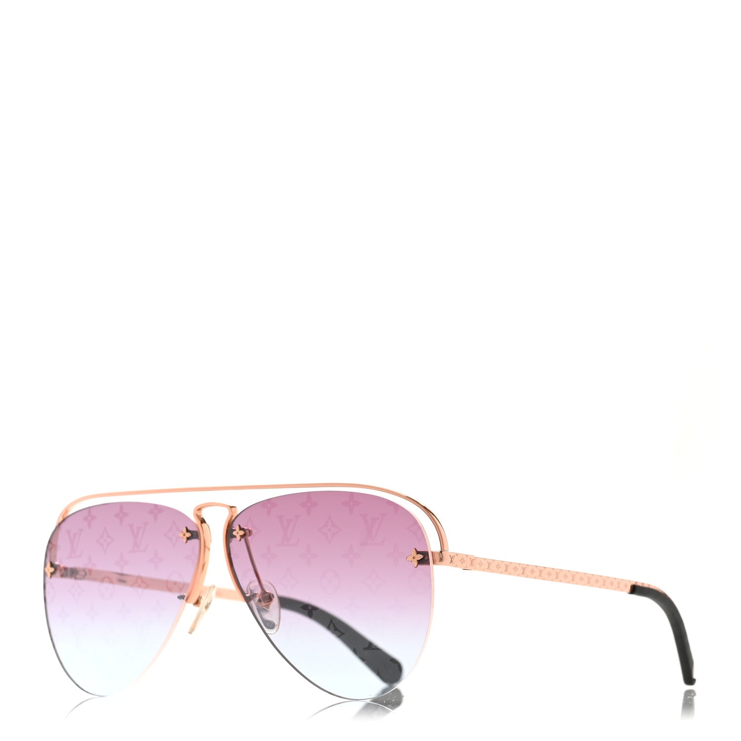 Louis Vuitton Monogram Grease Sunglasses Z1280W Gold 1 of 8