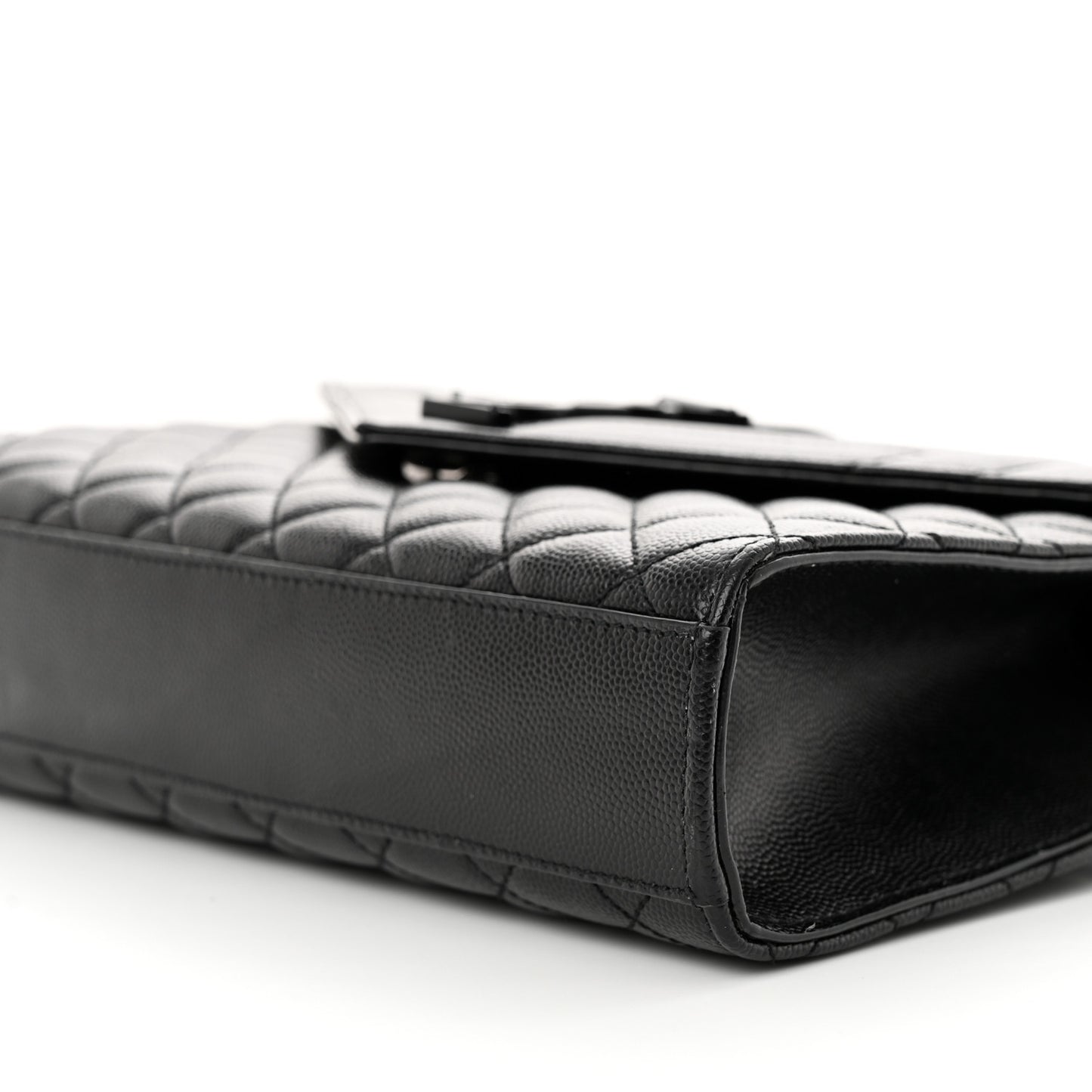Grain De Poudre Textured Mixed Matelasse Triquilt Medium Monogram Monochrome Satchel Black