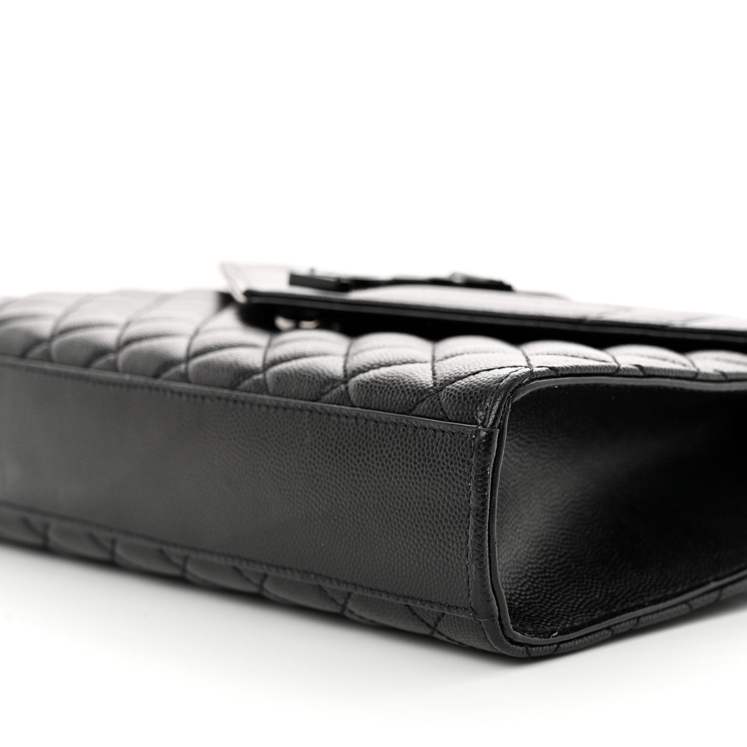 Saint Laurent Grain De Poudre Textured Mixed Matelasse Triquilt Medium Monogram Monochrome Satchel Black 11 of 11