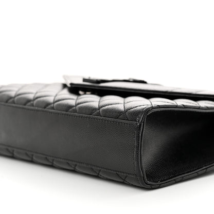 Saint Laurent Grain De Poudre Textured Mixed Matelasse Triquilt Medium Monogram Monochrome Satchel Black 11 of 11