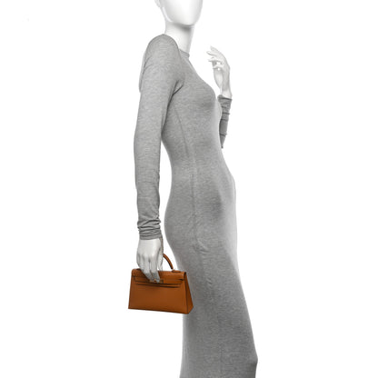 Hermes Chevre Mysore Verso Mini Kelly Sellier 20 Caramel Cacao 2 of 12