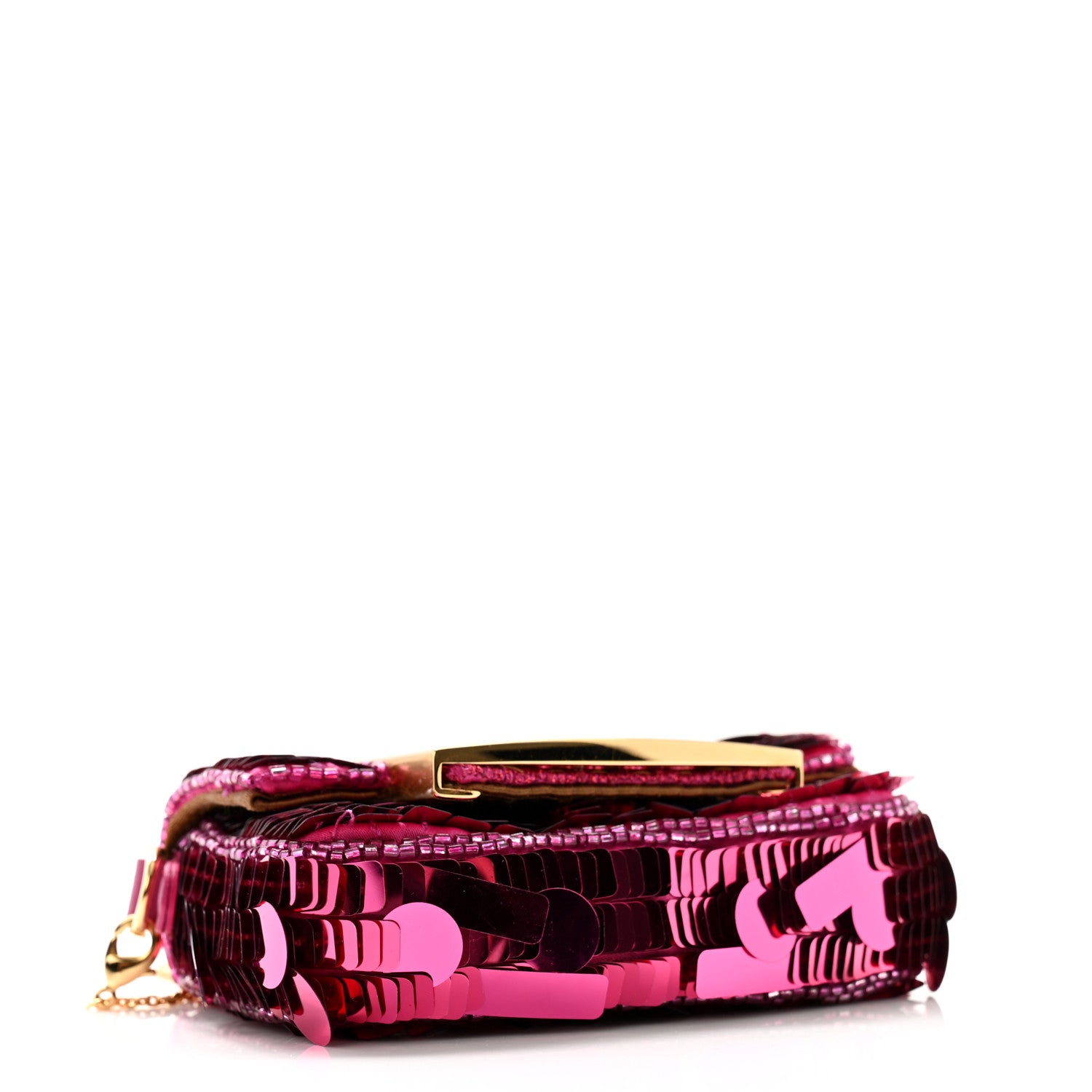Fendi Sequin Paillettes Shiny Nappa Sex and the City Nano Maxi Buckle Baguette Charm Ciclamino Pilar 4 of 11