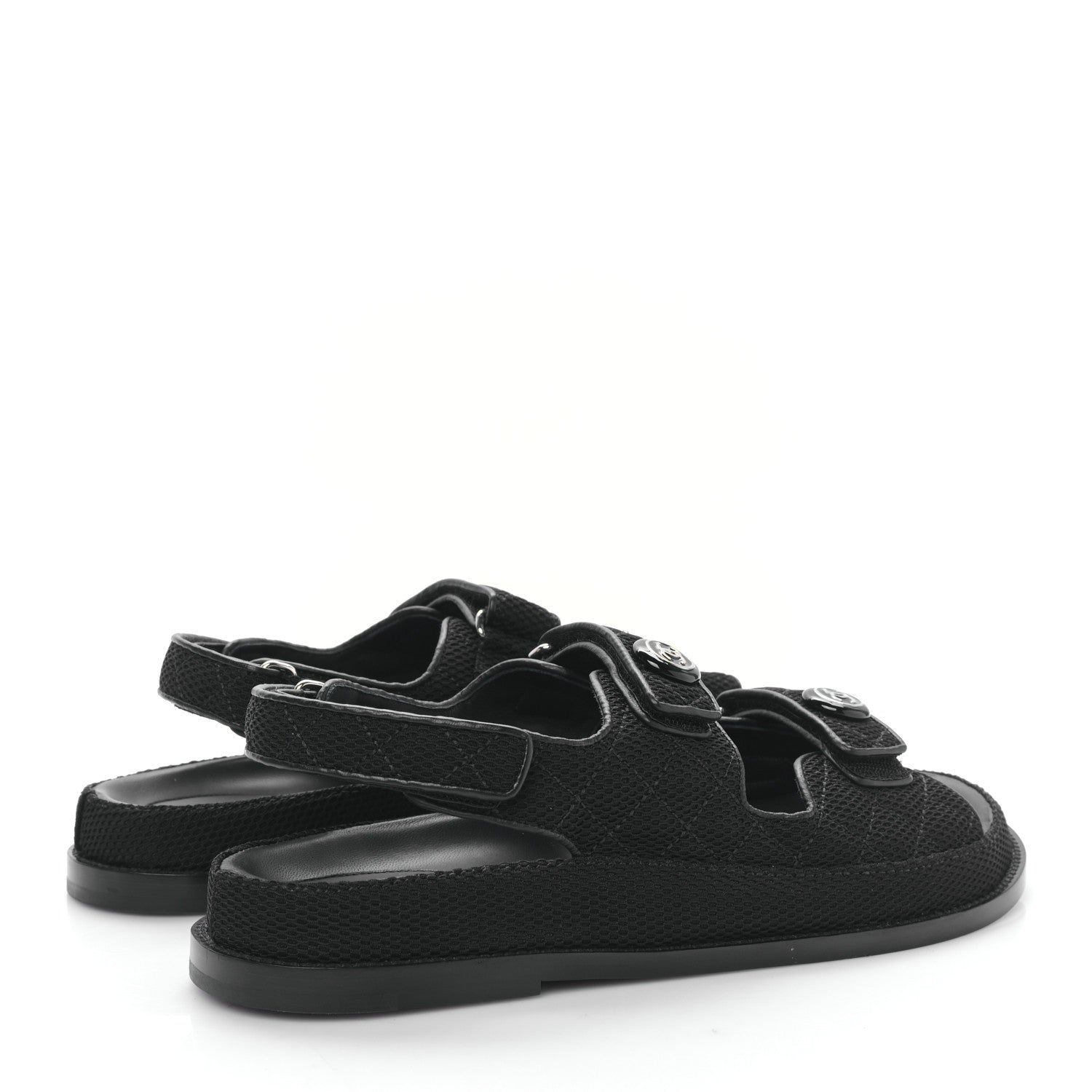 Chanel Fabric Velcro Dad Sandals 41.5 Black 4 of 8