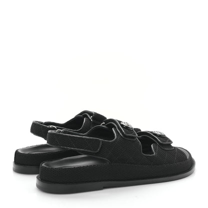 Chanel Fabric Velcro Dad Sandals 41.5 Black 4 of 8
