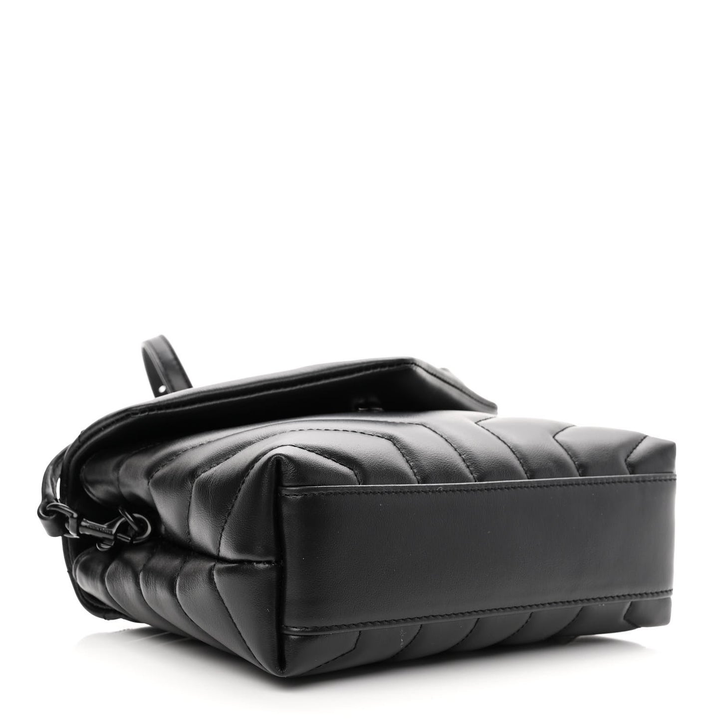 Calfskin Y Quilted Monogram Monochrome Toy Loulou Crossbody Bag Black