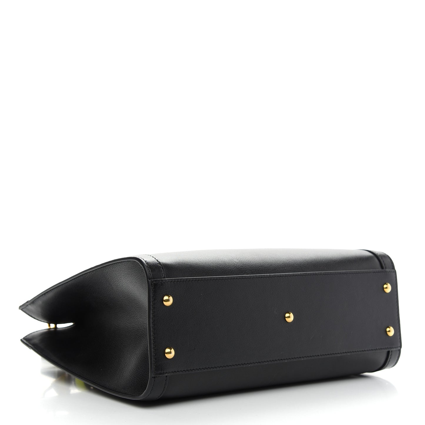 Calfskin Small Diana Tote Bag Black Yellow Fluo