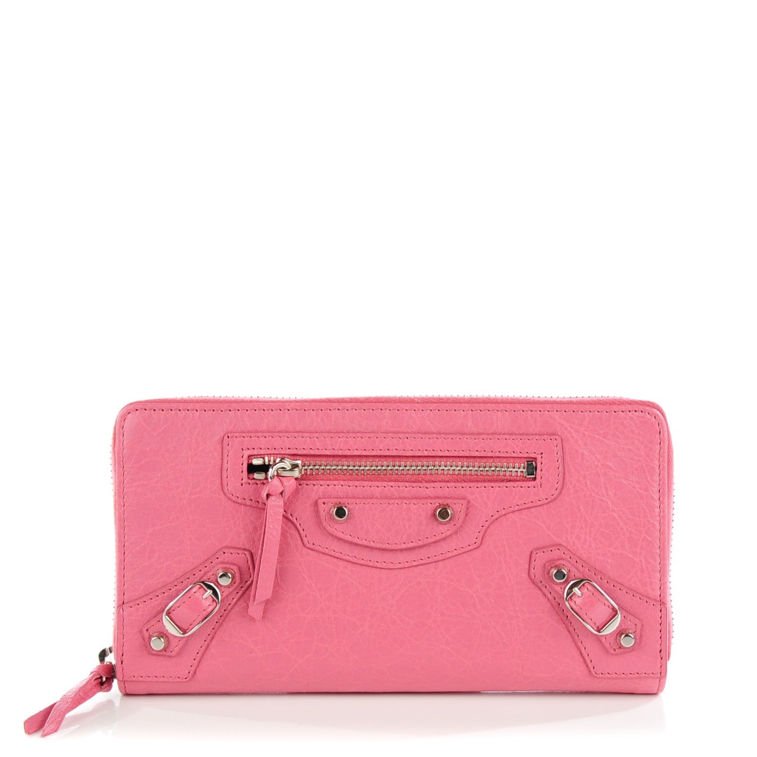 Balenciaga Agneau Classic Silver Hardware Continental Zip Around Wallet Rose Hortensia 1 of 7