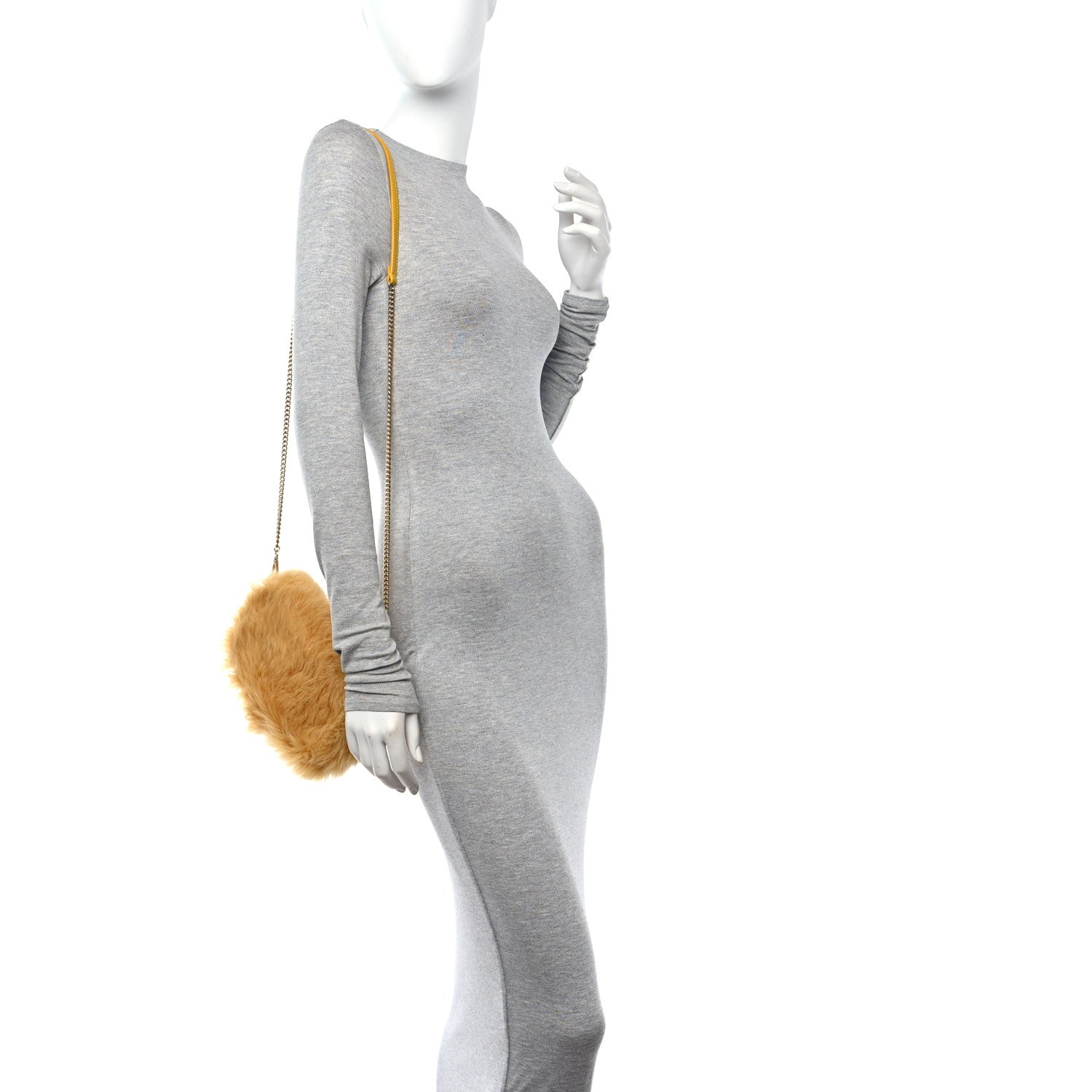 Fendi Shearling Shiny Nappa Mini Baguette Yellow 2 of 11