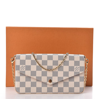 Louis Vuitton Damier Azur Pochette Felicie Chain Wallet Rose Ballerine 12 of 12