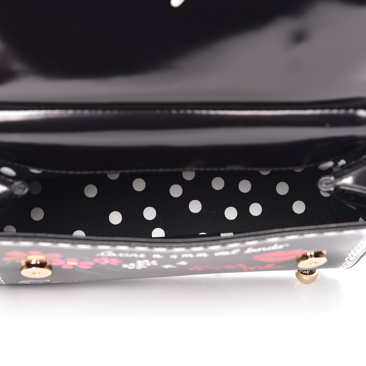 Dolce & Gabbana Glazed Calfskin Embroidered Medium Heart Flower Miss Sicily Satchel Black 5 of 11