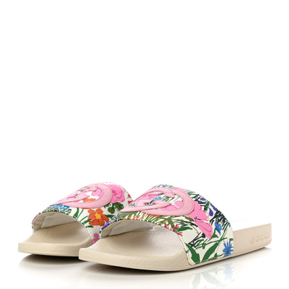 Gucci X KEN SCOTT Rubber Infinity Giardino d Apri Interlocking G Womens Pool Slide Sandals 35 Ivory Pink Wild Rose 2 of 10