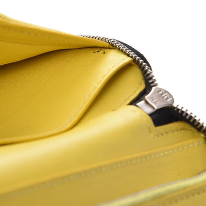 Celine Drummed Calfskin Zip Around Organizer Wallet Black Citron 12 of 15