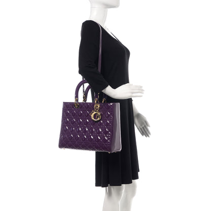 Christian Dior Patent Cannage Large Lady Dior Violet Purple 2 of 9