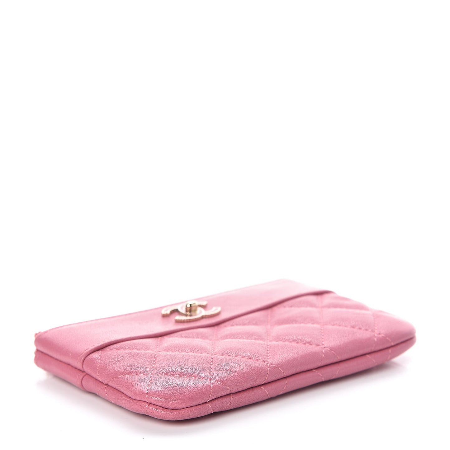 Sheepskin Quilted Small Vintage Mademoiselle Cosmetic Case Dark Pink