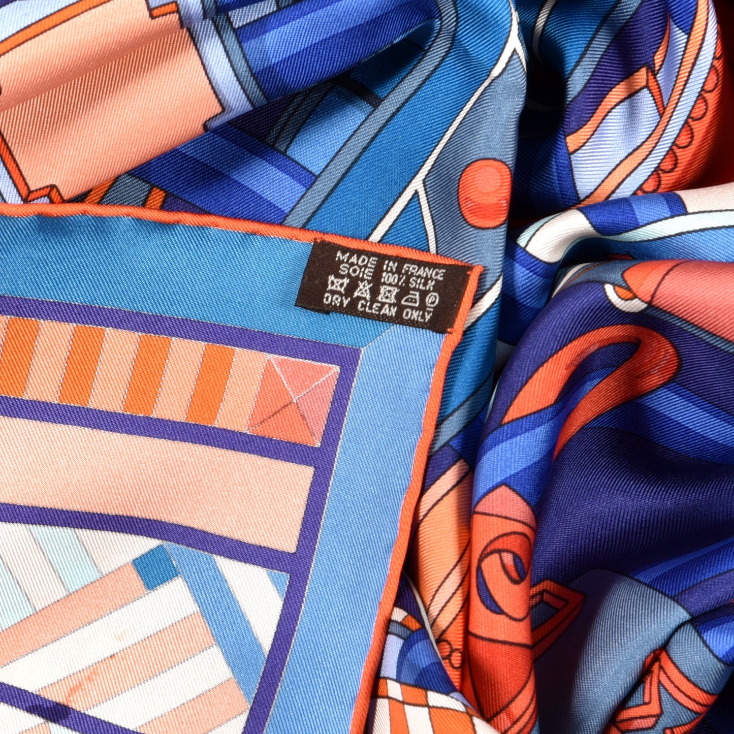 Silk Colliers de Chiens Giant Scarf 140 Indigo Orange Cobalt