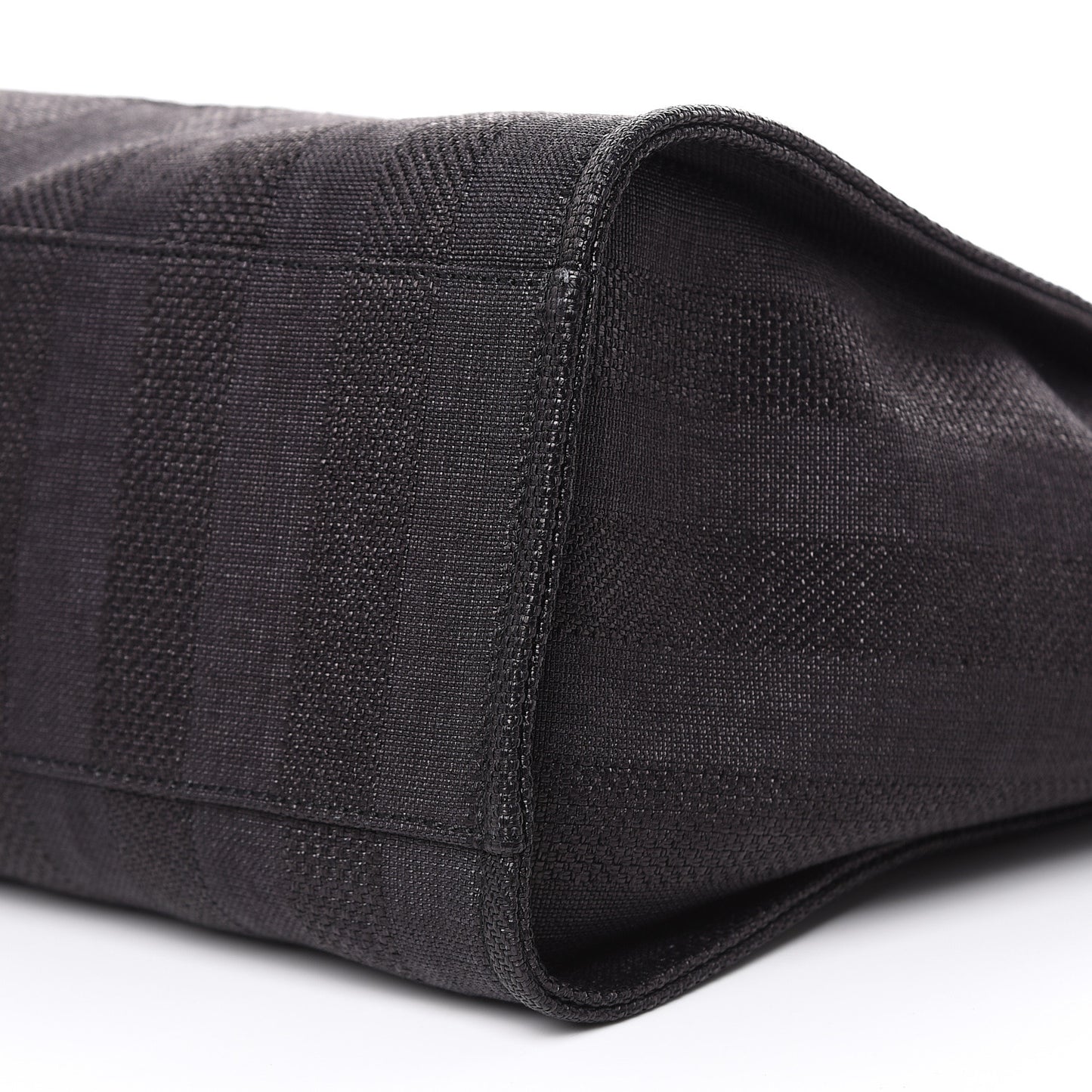 Woven Straw Raffia Striped Large Deauville Tote Black