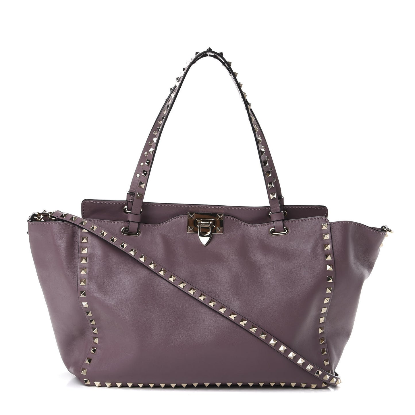 Vitello Medium Rockstud Tote Dark Mauve