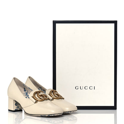 Gucci Malaga Kid GG Victoire 55mm Loafer Pumps 37 Vintage White 9 of 9