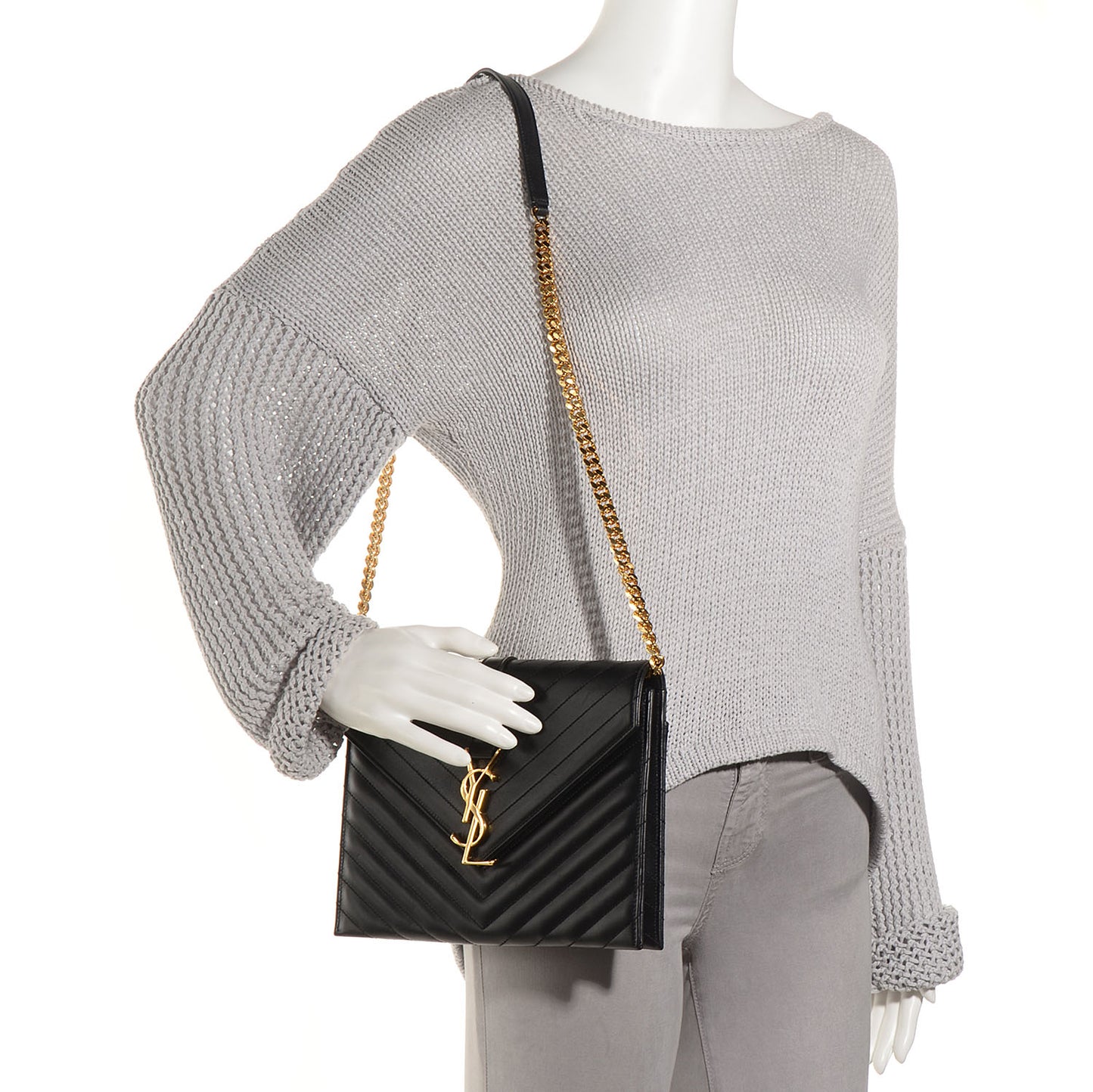 Lambskin Matelasse Chevron Medium Monogram Satchel Black