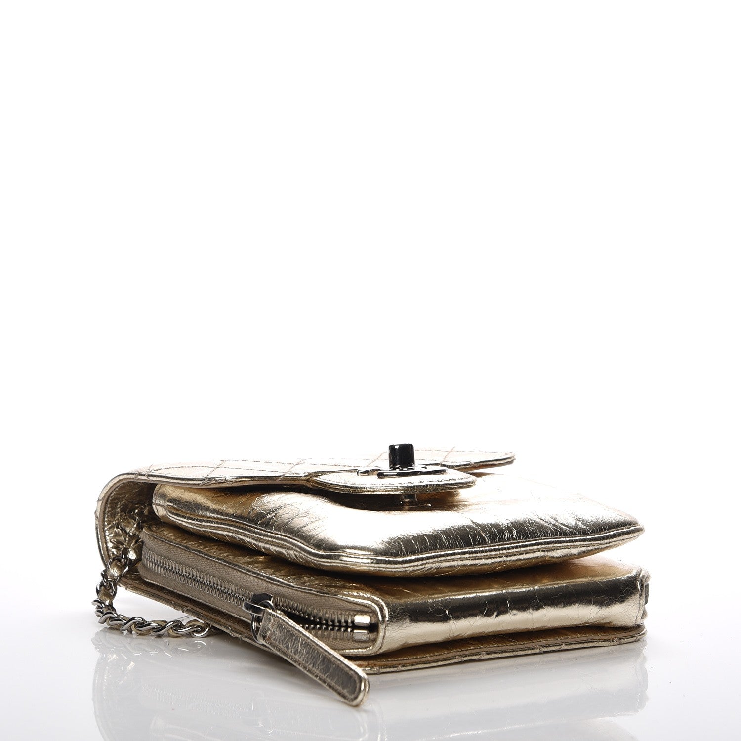 Chanel Crackled Aged Calfskin Mini Crossbody Flap Gold 4 of 8