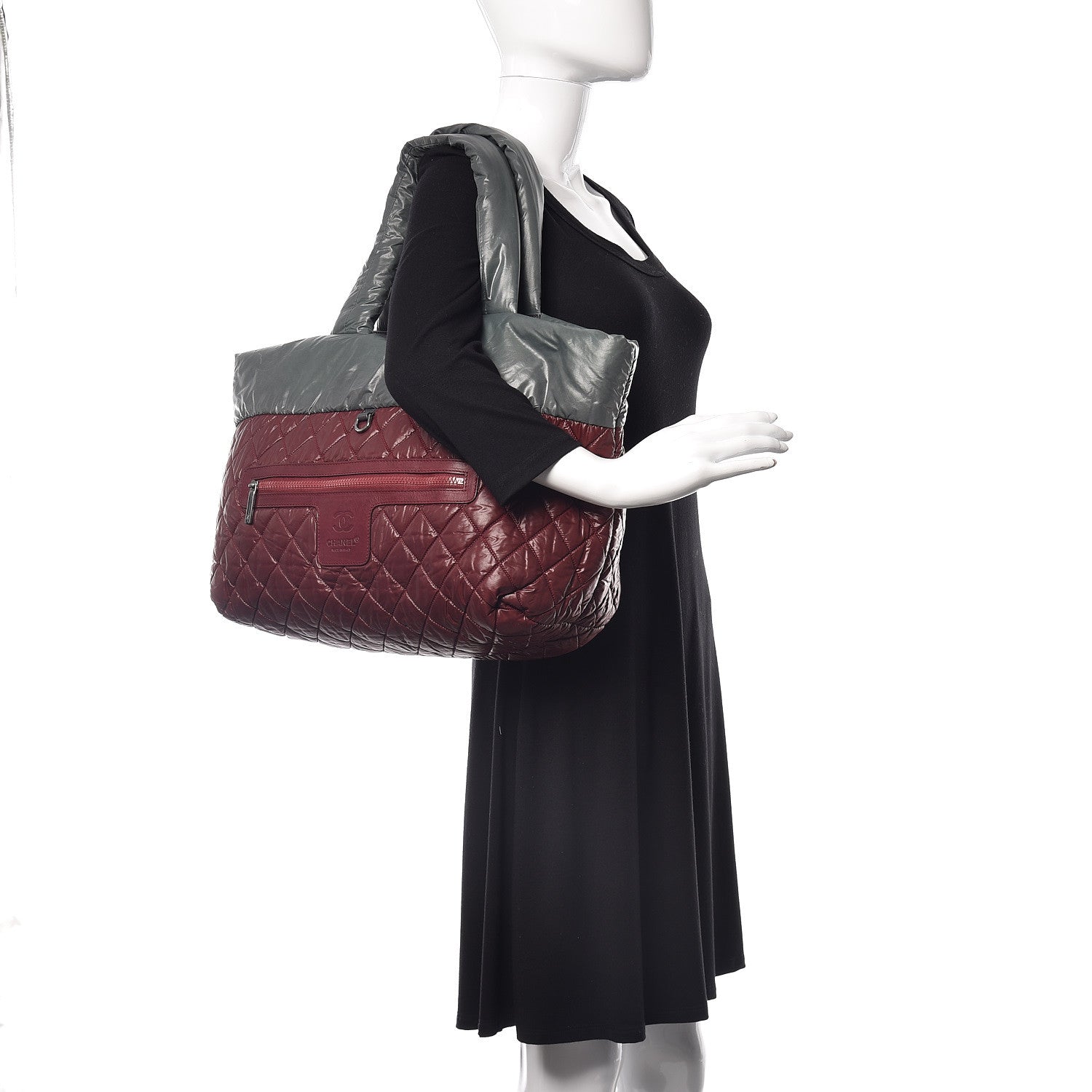 Chanel Nylon Quilted Medium Coco Cocoon Reversible Tote Grey 2 of 15