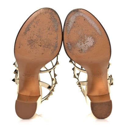 Valentino Garavani Metallic Calfskin Rockstud 90mm City Sandals 38 Gold 5 of 8