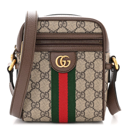 Gucci GG Supreme Monogram Web Mini Ophidia Messenger Brown 1 of 11