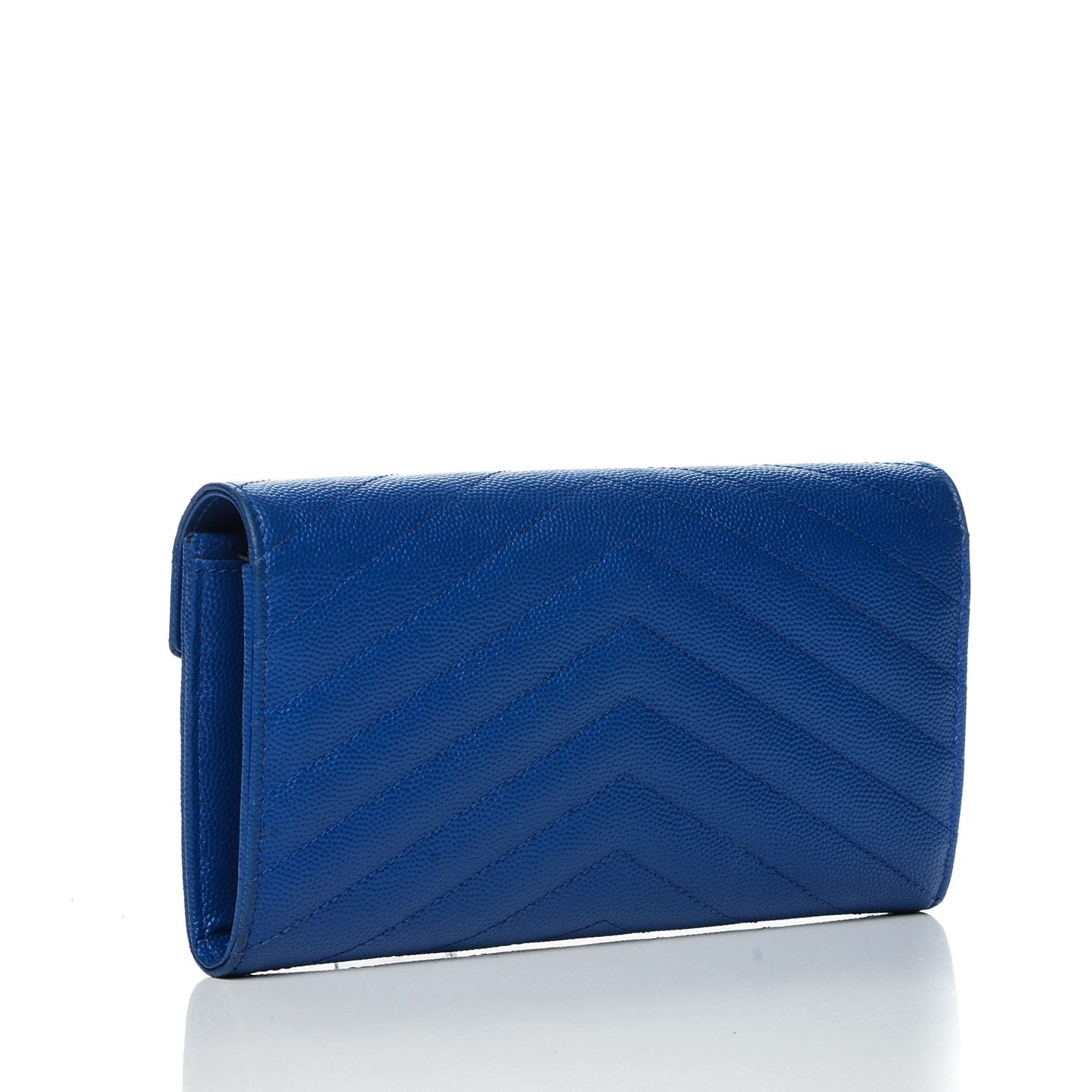 Grain De Poudre Matelasse Chevron Monogram Wallet Royal Blue