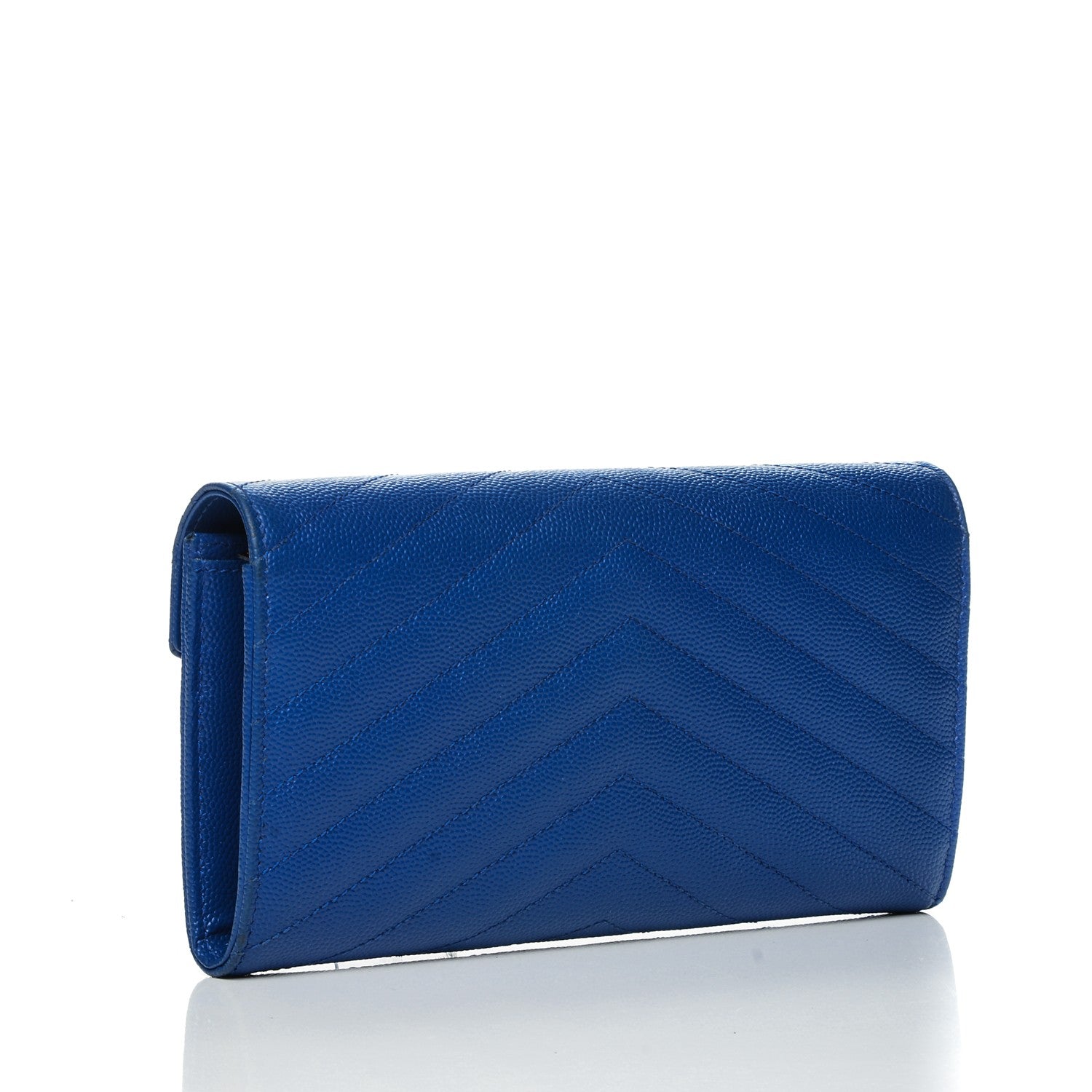 Saint Laurent Grain De Poudre Matelasse Chevron Monogram Wallet Royal Blue 3 of 7