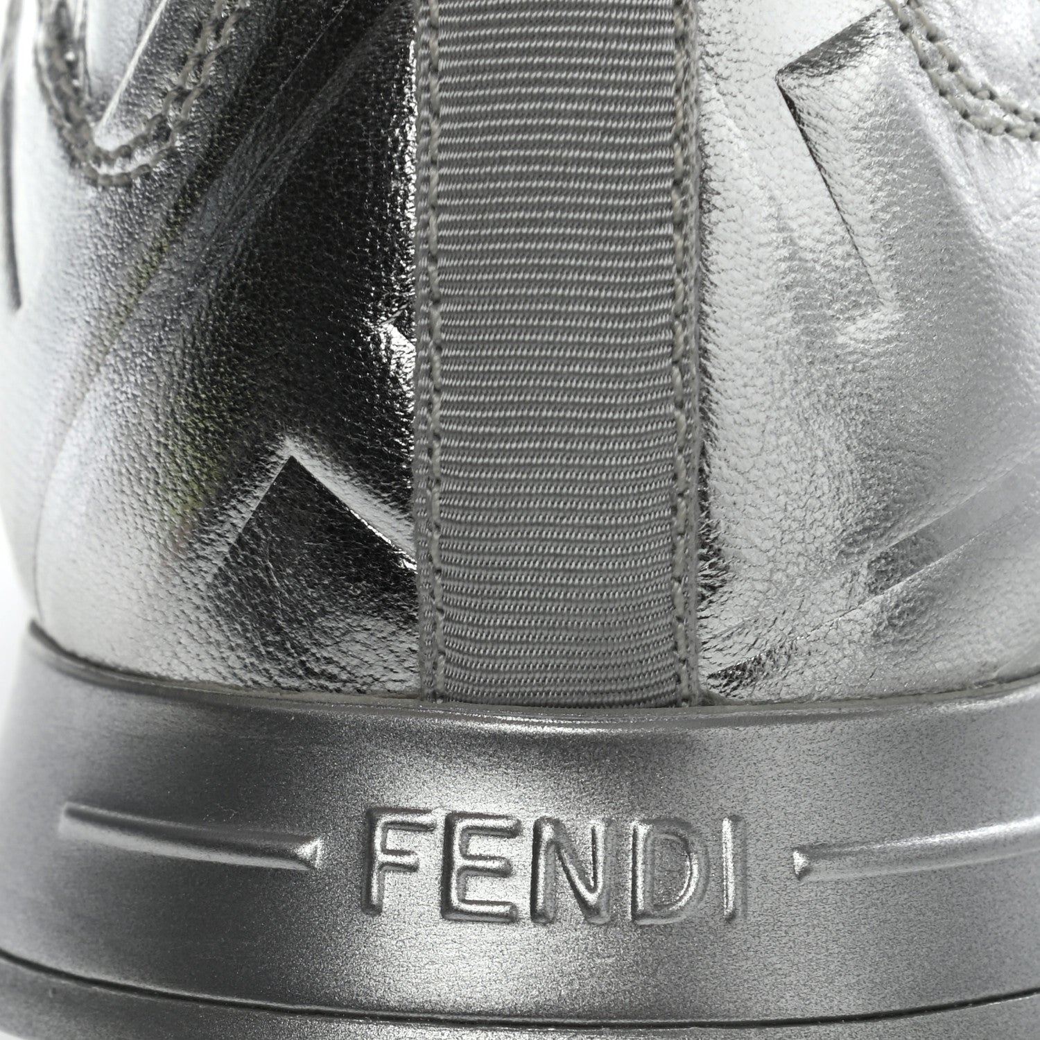 Fendi X NICKI MINAJ Metallic Nappa Macro FF Embossed Prints On High Top Sneakers 37 Silver 9 of 11